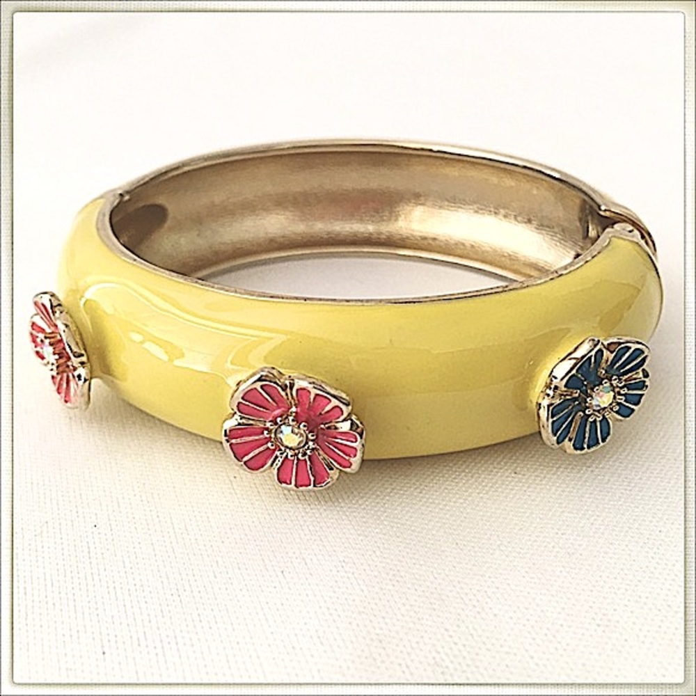 Betsey Johnson 'Secret Garden' Floral Hinged Bracelets HTF!